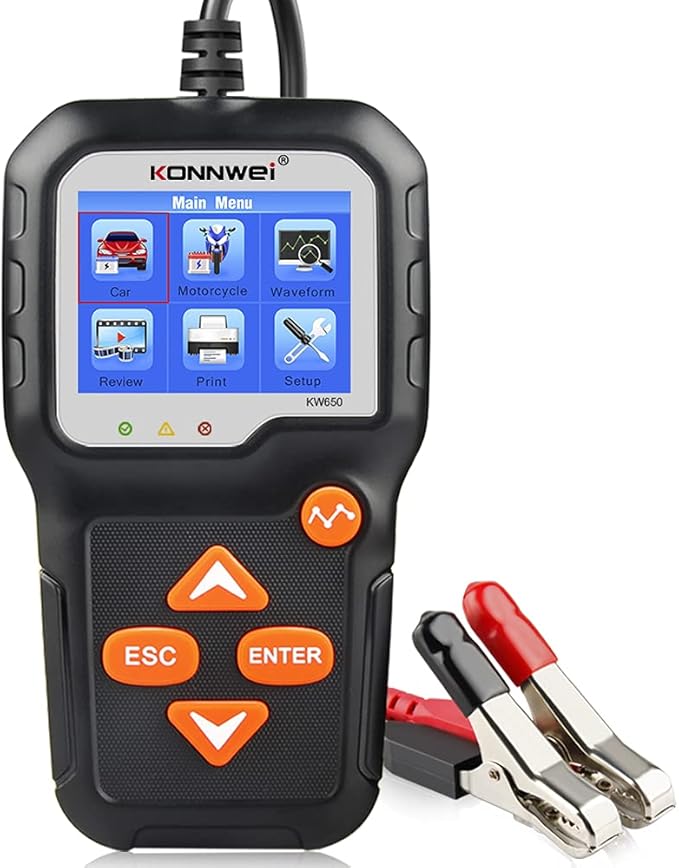 KONNWEI KW650 6V 12V Car Battery Tester, 100-2000 CCA Battery Load Tester
