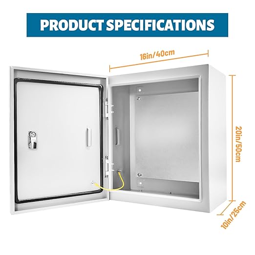 Outdoor Electrical Box 20 x 16 x 10''D NEMA 4X Enclosure Steel Box, W...