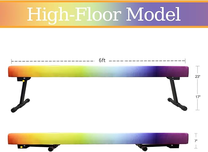 Adjustable&Foldable Gymnastics Balance Beam, 6FT/8ft High-Low Level Floor