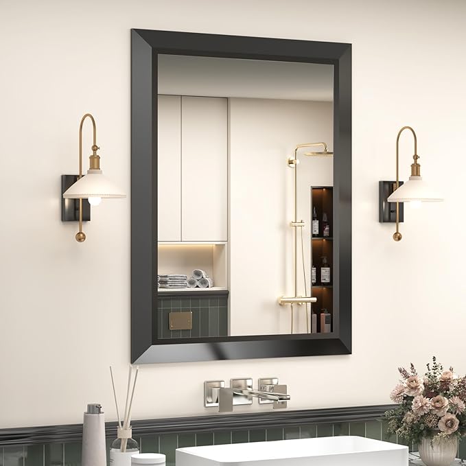 SMIROR Matte Black Bathroom Mirror