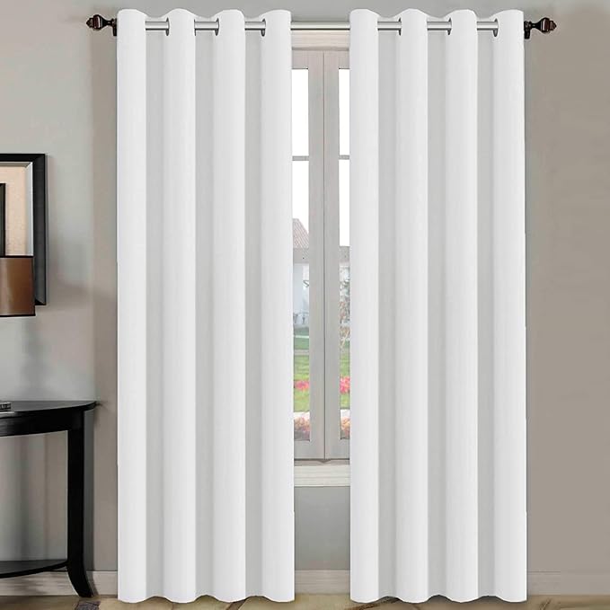H.VERSAILTEX White Curtains 96 inches Long Window Treatment Panels/Drapes (Se...