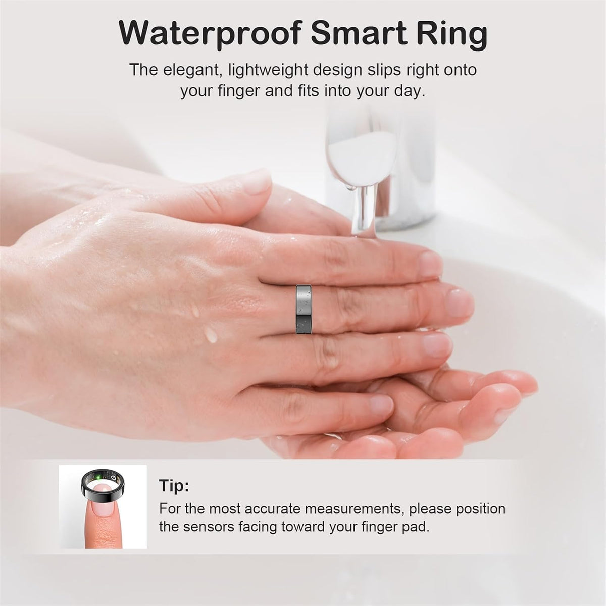 Smart Ring for Women Men, Sleep Activity Health Tracking Ring, Black 11