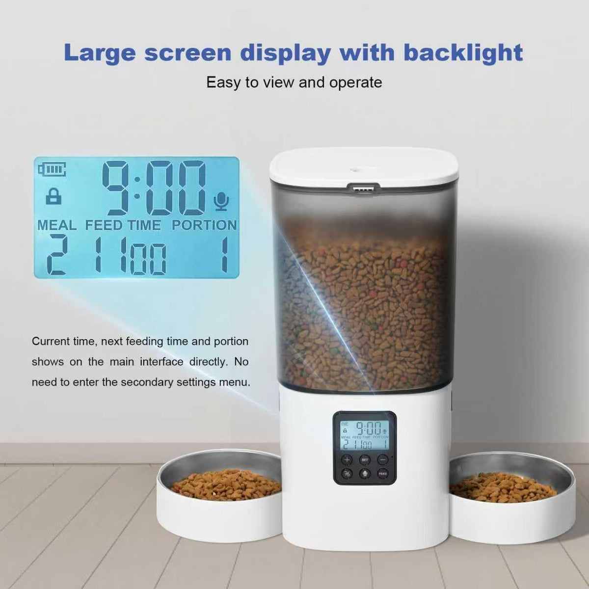 6L Automatic Cat Feeder, 2 Pets Timed Cat Dry Food Dispenser