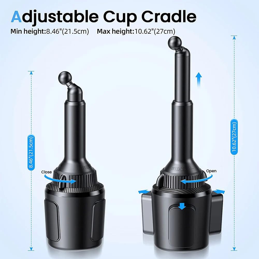 APPS2Car 15W Qi Fast Wireless Car Charger Solid Cup Holder Phone Mount