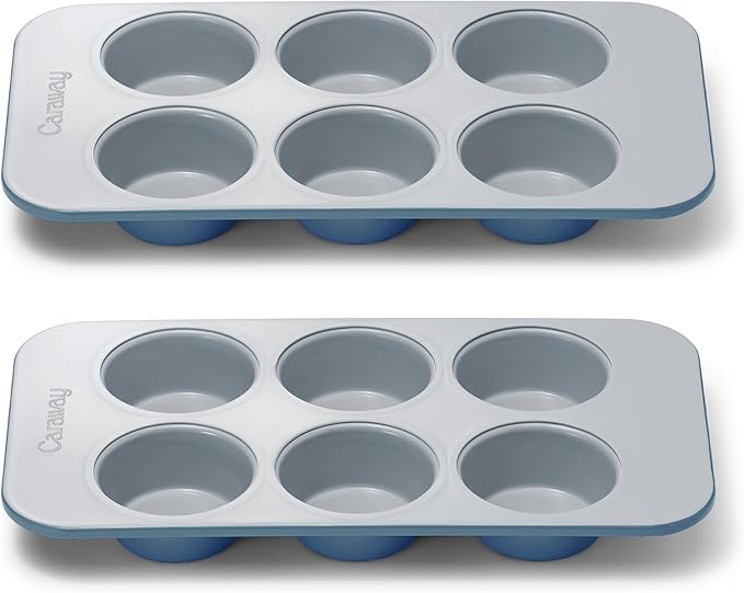 Caraway Nonstick Ceramic 6 Cup Muffin Pan Duo – Non-Toxic, PTFE & PFOA Fr...
