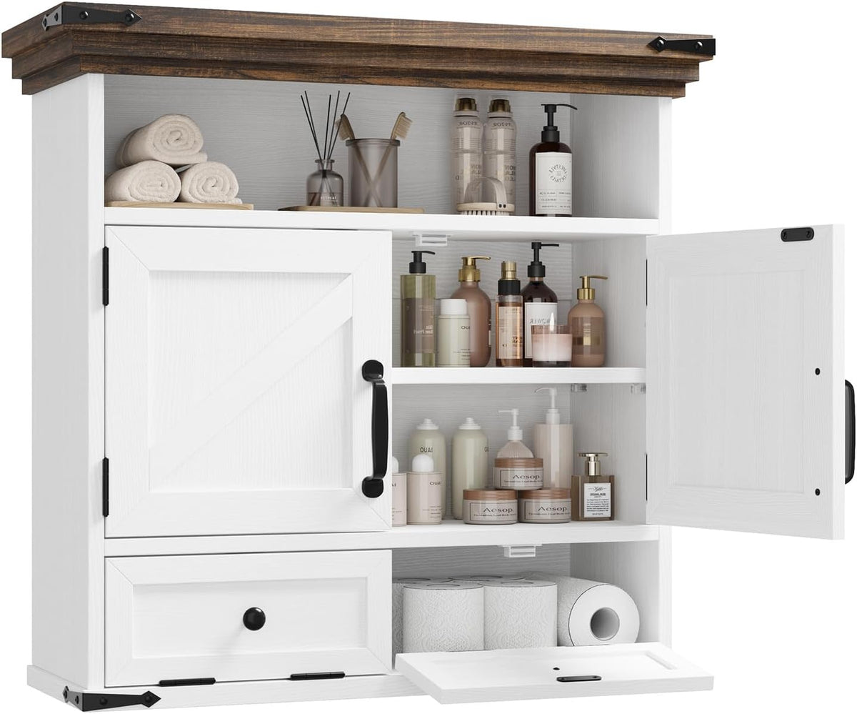 Bathroom Wall Cabinet, Farmhouse Medicine Cabinet with Door, 8.9"D x 25....