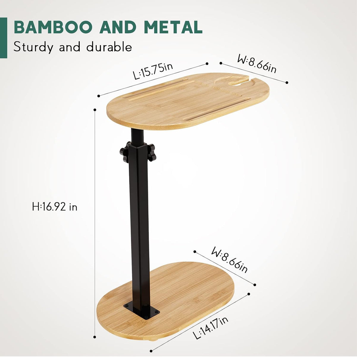 Yumkfoi Bamboo Bath tub Tray Table with Adjustable Height