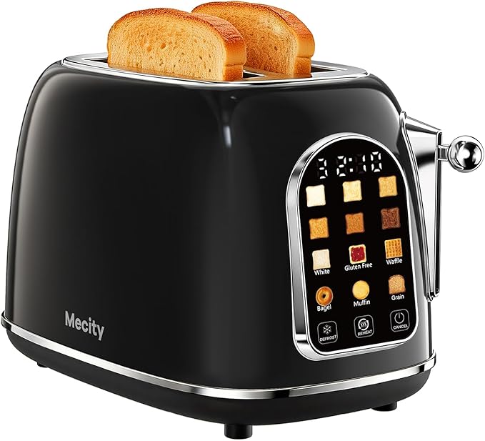 Mecity Toaster 2 Slice, Touch Screen Wide Slot Retro Toaster