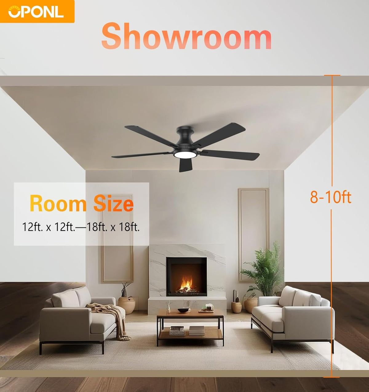 OPONL 52 inch Low Profile Ceiling fan with Light and Remote Control