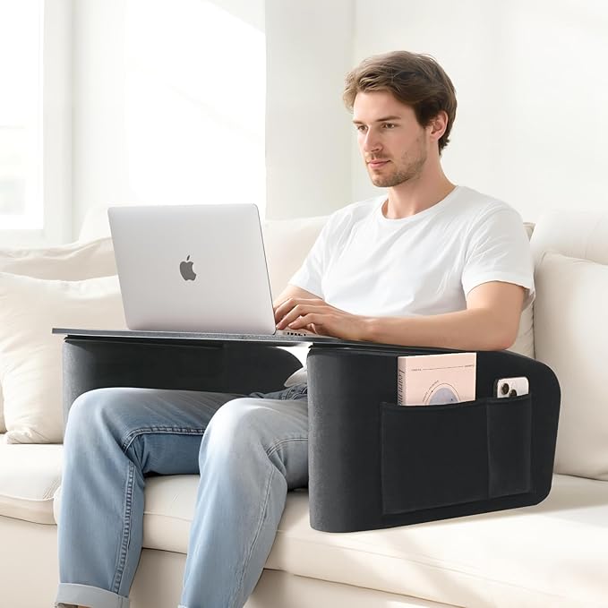 Lap Desk for Adults with Arm Rests, Ergonomic Laptop Pillow Stand for Bed