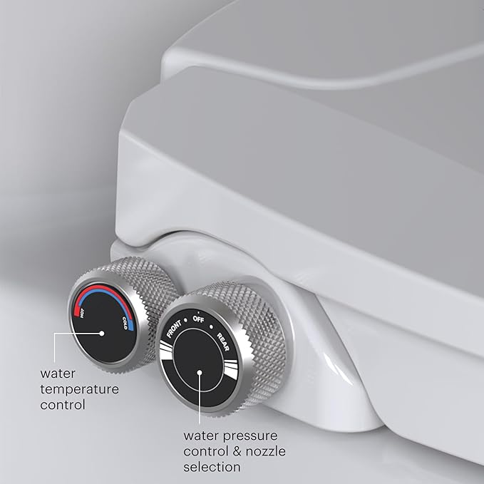 Brondell Swash Bidet Toilet Seat, Non-Electric, Dual Temperature, Fits Round