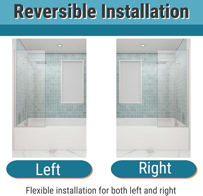 Sunrosa 24"×60" Bathtub Glass Panel, 8mm Thick Shower Screen, Brush...