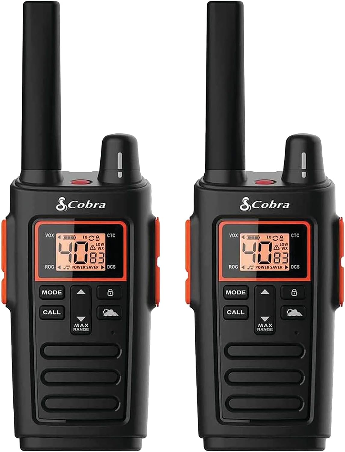 Cobra RX380 Walkie Talkies (2-Pack), 40 Pre-Programmed Channels