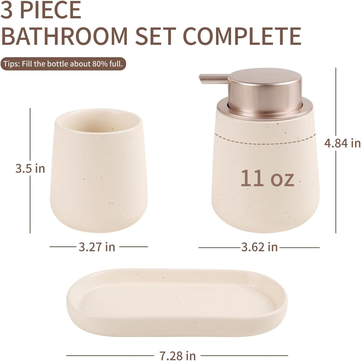 BosilunLife Ceramic Bathroom Accessories Set 3 Pcs