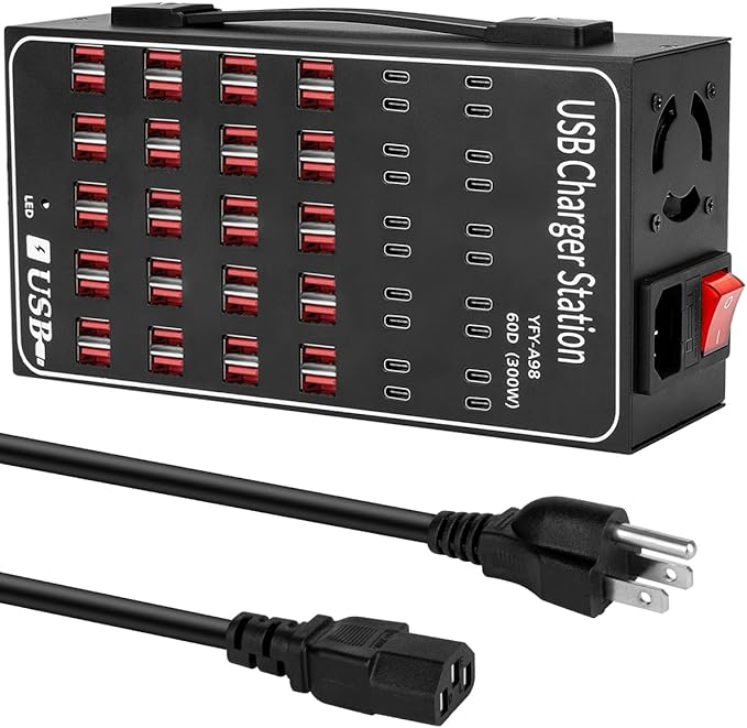 60 Port 300W USB Charging Station, Desktop Charging Station