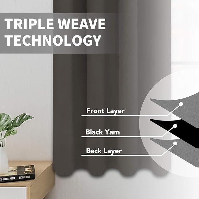 Easy-Going Blackout Curtains for Bedroom, Solid Thermal Insulated Grommet and