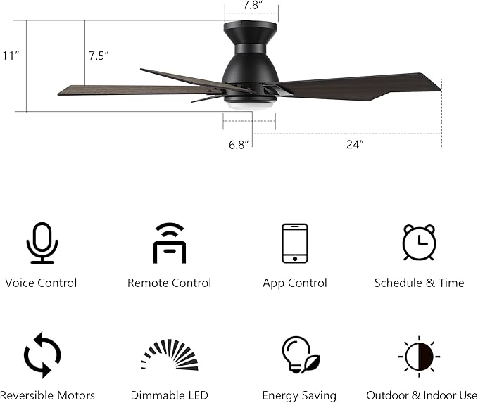 SMAAIR 48 Inch Smart Ceiling Fan
