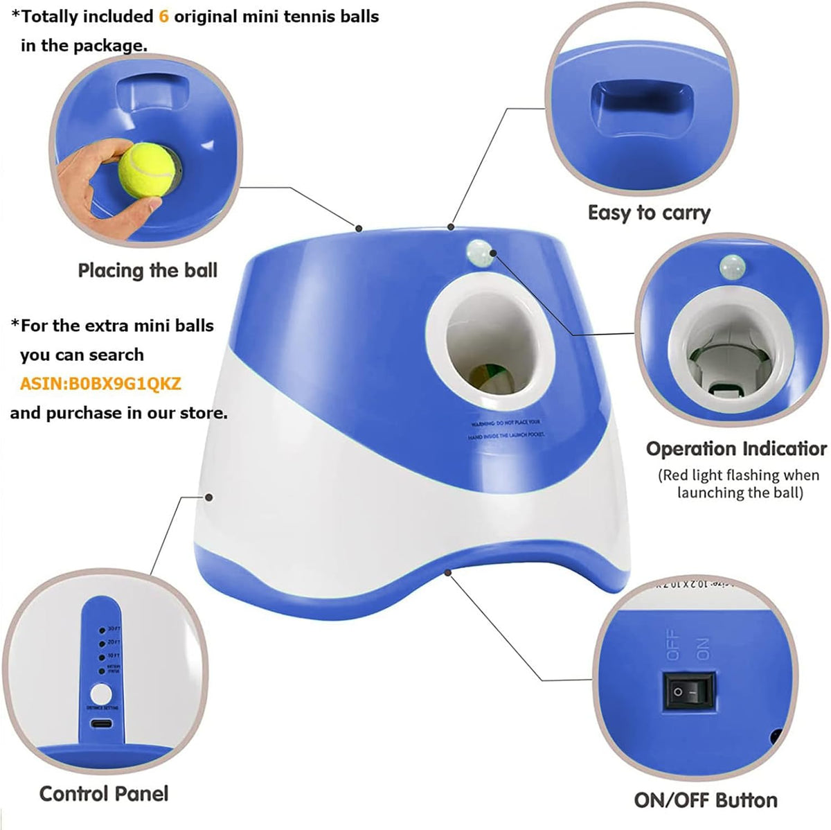 SOCO Automatic Ball Launcher for Dogs, 15 2-Inch Balls, Blue