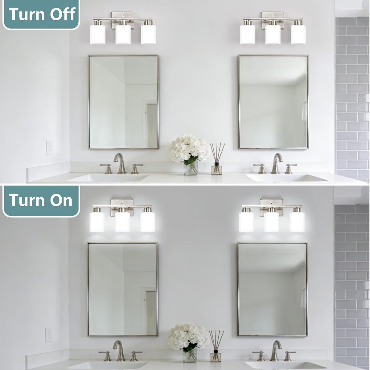 Brushed Nickel Bathroom Light Fixtures Vanity lighting over mirror