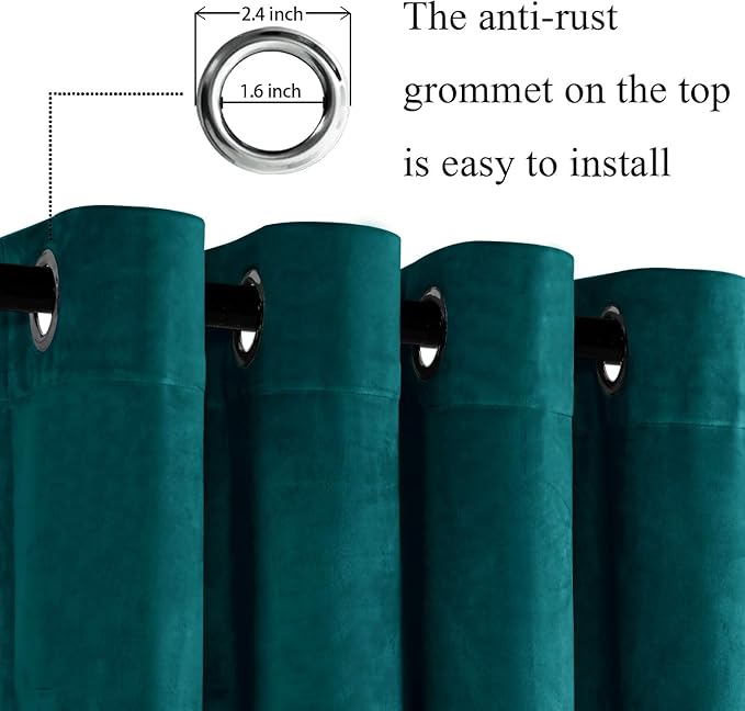 JIUZHEN Velvet Curtains 84 Inch Long–Soft Retro Velvet Blackout Thermal