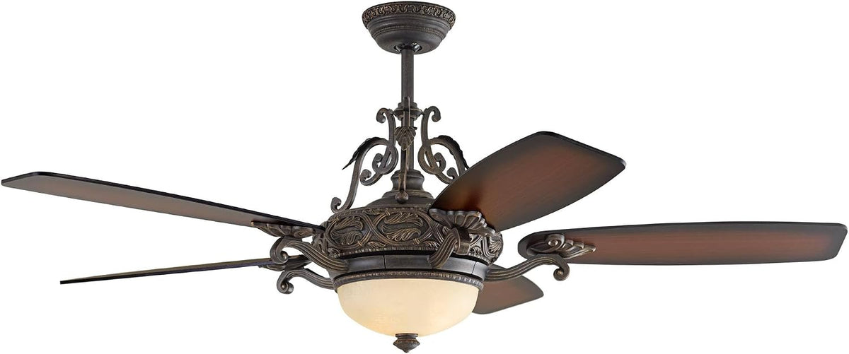 56" Esperanza Teak Bronze and Gold Indoor Ceiling Fan with LED Light Remote
