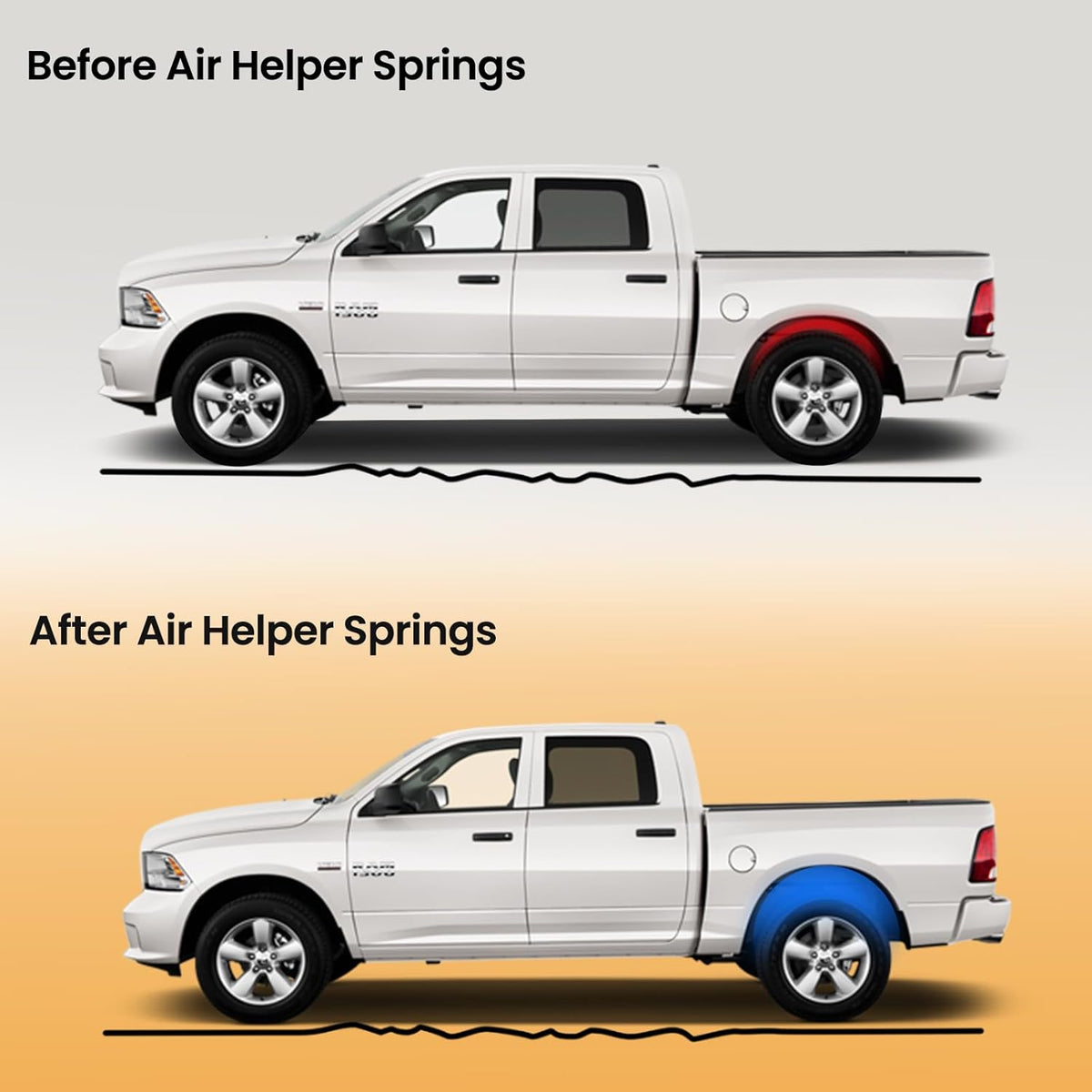 MILLISEC Rear Air Helper Spring Bag Suspension Kit for 2011-2018 RAM 1500