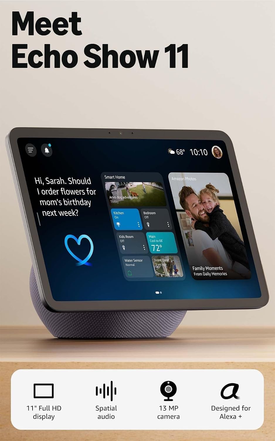 Amazon Echo Show 11 with Ring Battery Doorbell Bundle - 11" Full-HD Disp...