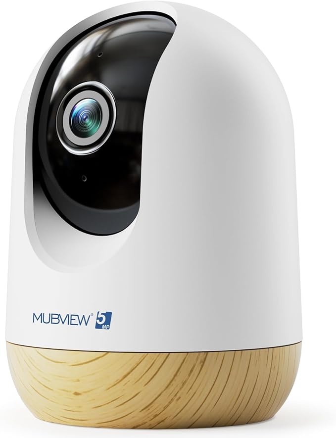 MUBVIEW 5MP Plug-in Indoor Security Camera no Subscription, 5/2.4G WiFi Pet Cam