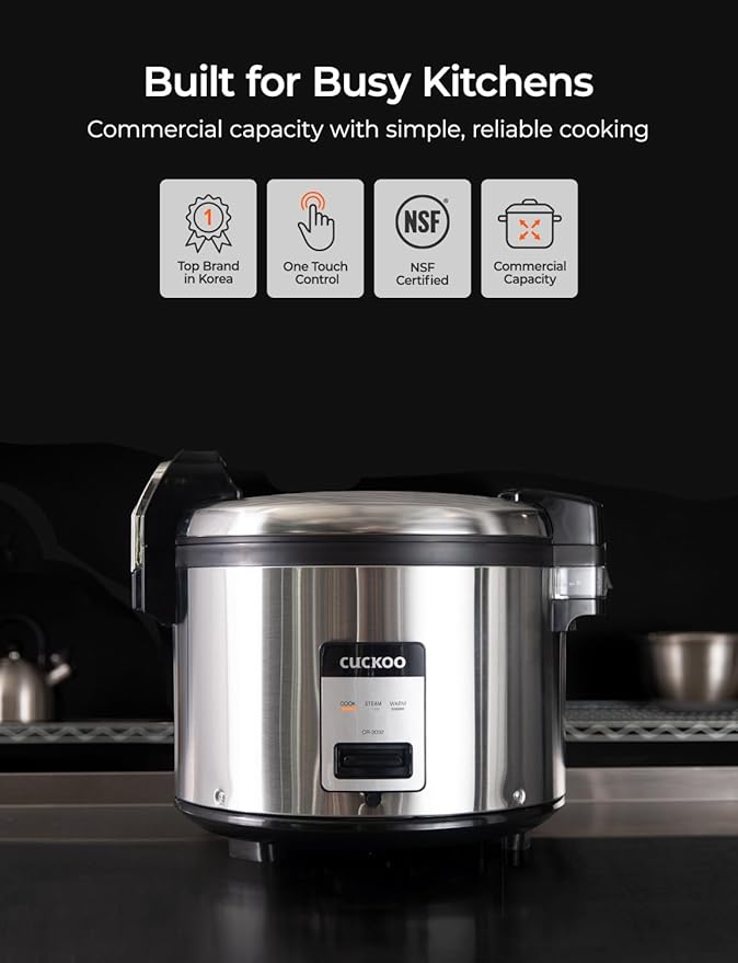 CUCKOO Commercial Rice Cooker & Warmer, Extra Large Rice Cooker 30-Cup Un...