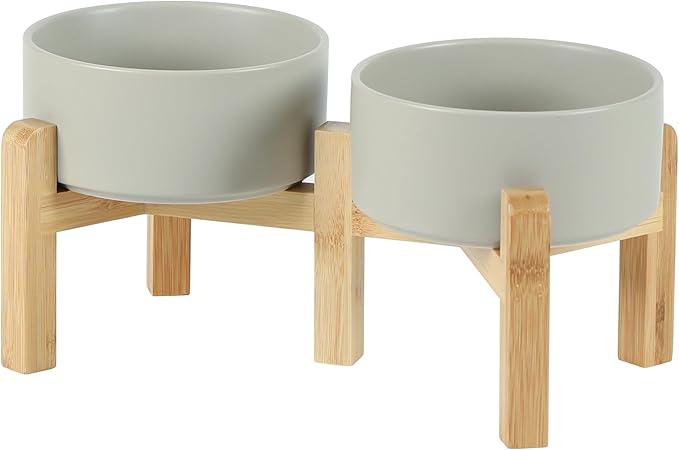 Ceramic Raised Double Bowls Set