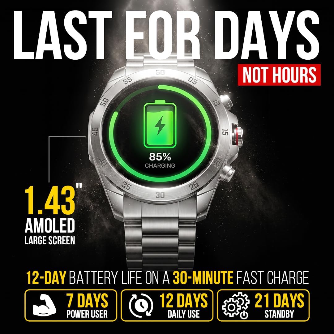 ALPHAGEAR Commander Rugged Smartwatch for Men, Heavy-Duty Tactical Watch
