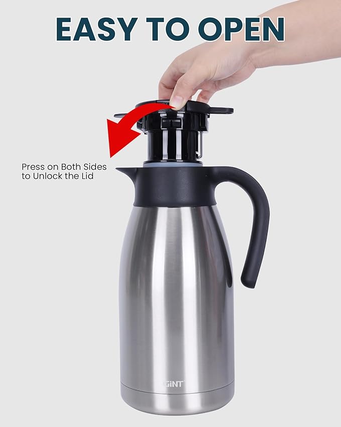 GiNT 64Oz Thermal Coffee Carafe, Insulated Stainless Steel Coffee Carafes