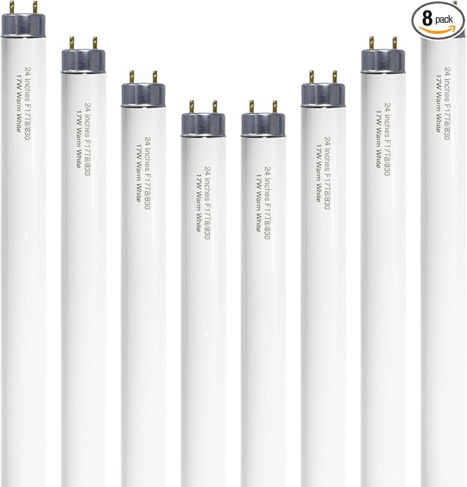 24 inch F17T8/830 17 Watts Light Bulb Warm White, 2 Foot Straight Fluorescent...