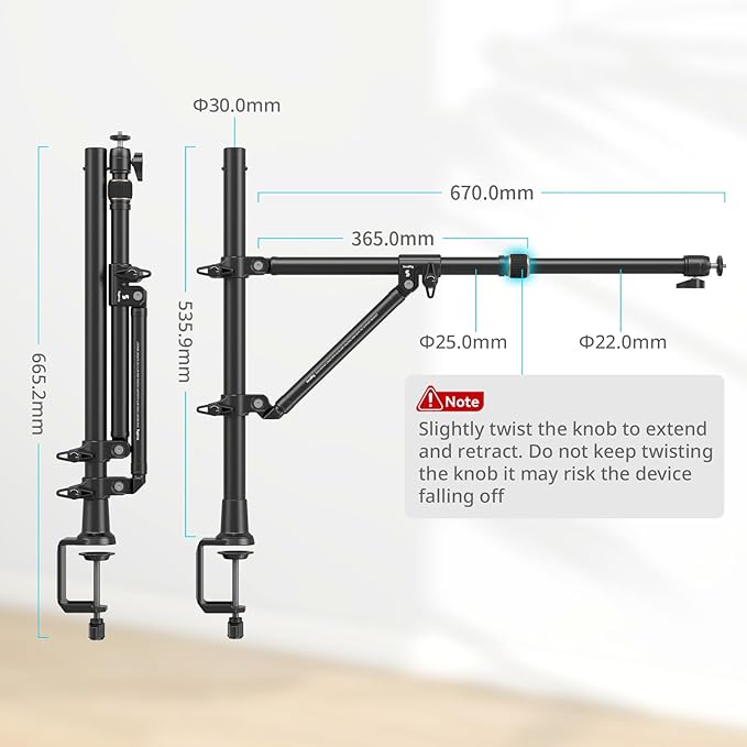 SMALLRIG Triangle Camera Desk Mount, Max. Load 3kg/ 6.6lbs, Overhead Mount