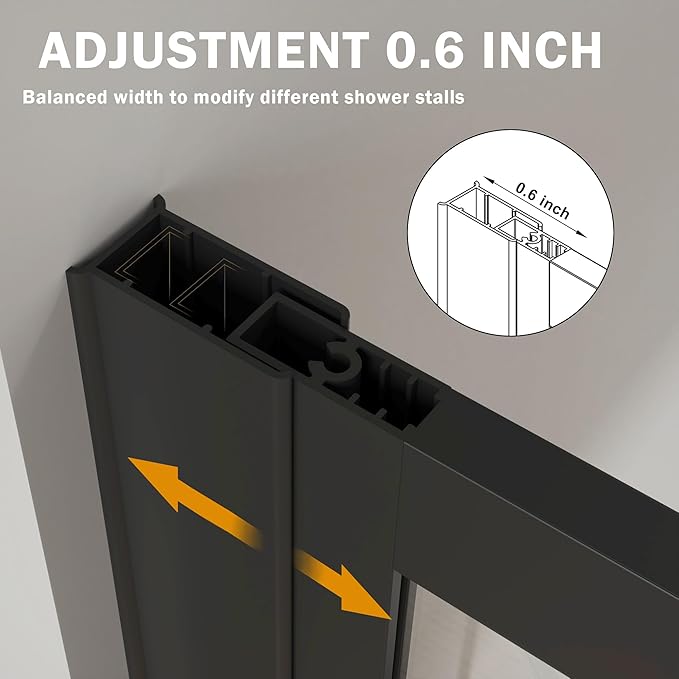 Goodyo 46 in. W x 72 in. H Bathroom Shower Glass Door Framed Tempered Clear (...
