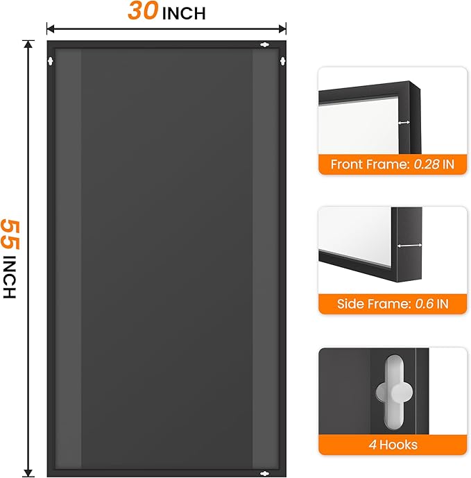 Bathroom Vanity Mirror for Wall, HD Shatterproof Glass, Hangs Horizontally or