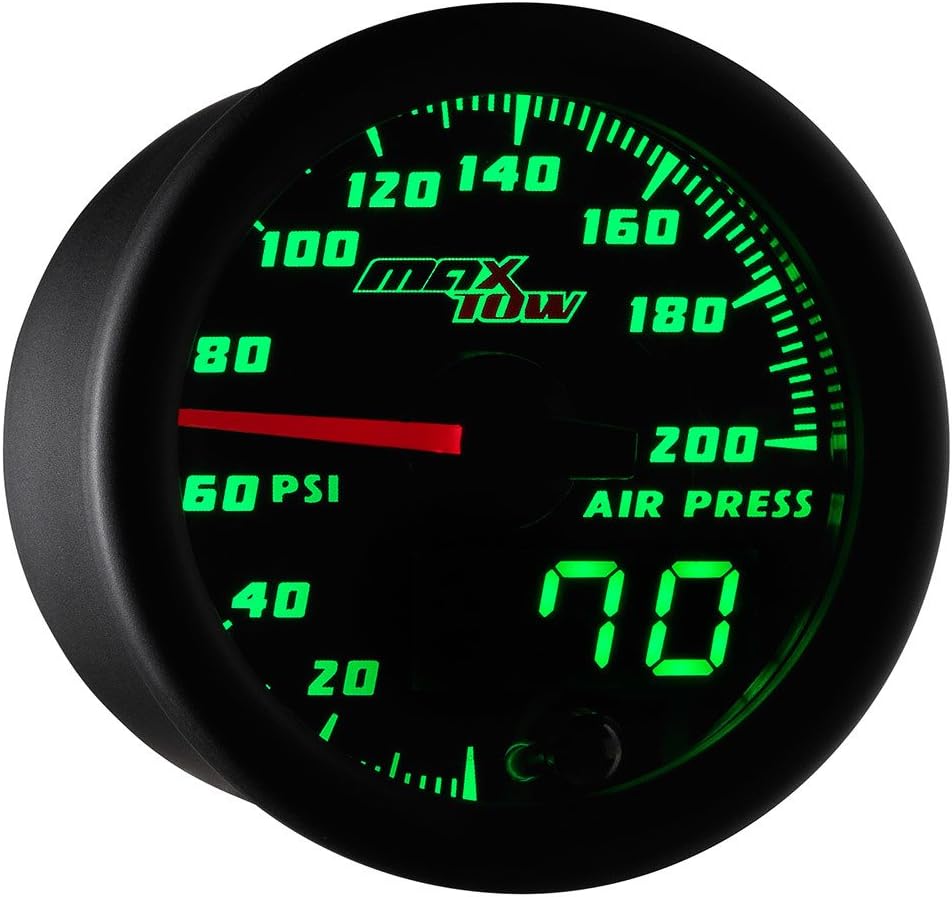 Black & Green 200 PSI Air Pressure Gauge Kit, 2-1/16" 52mm