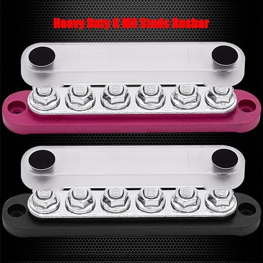 6 x M8 Studs Power Distribution Block Bus Bar 12V, Ampper 5.9" HD 200A M...