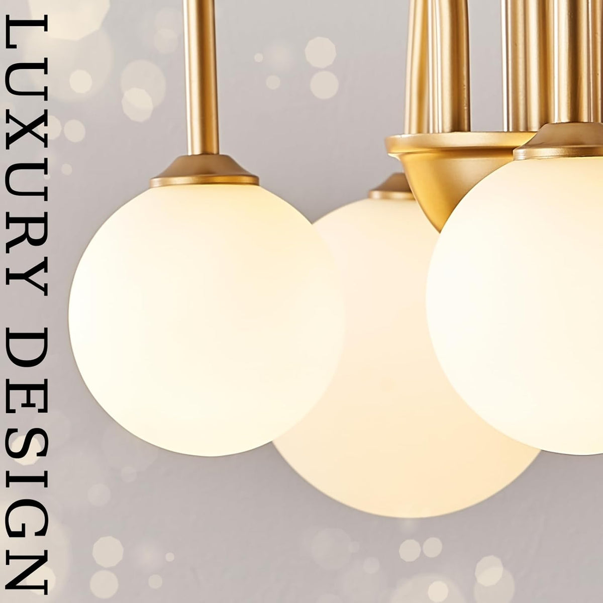 CATINER Modern 40" 6-Light Gold Sputnik Chandelier with Milk Glass Globe