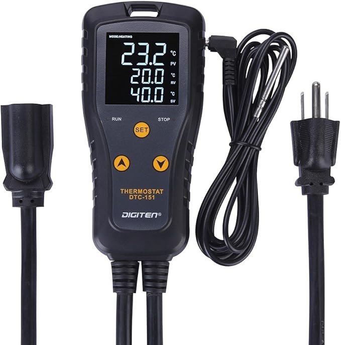 DIGITEN 110V 15A Temperature Controller DTC151 Plug in Thermostat Outlet