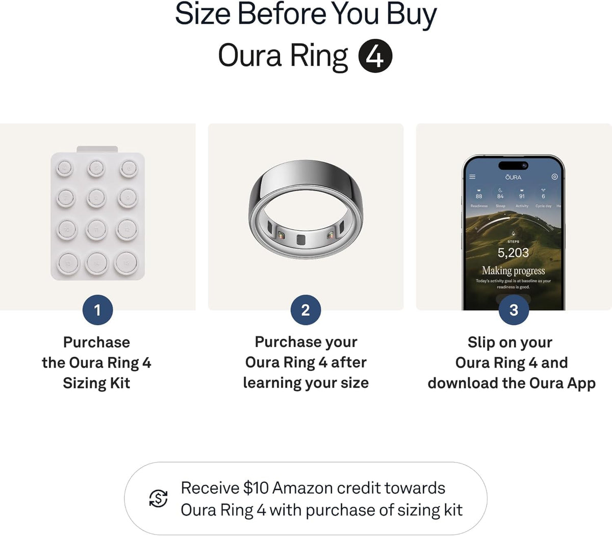 OURA Ring 4 Smart Ring - Silver - Size 10