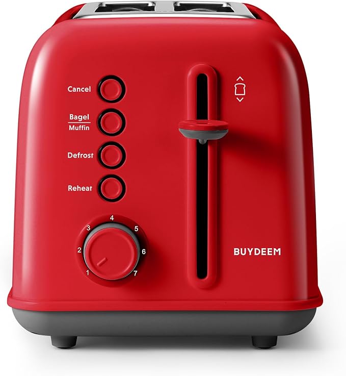 BUYDEEM DT620 2-Slice Toaster, Extra Wide Slots, Retro Stainless Steel