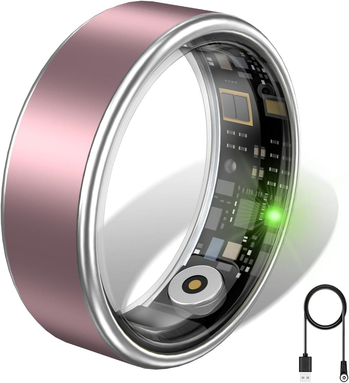 Smart Ring for Women & Men, 24/7 Health Fitness Tracker (Pink, 7)