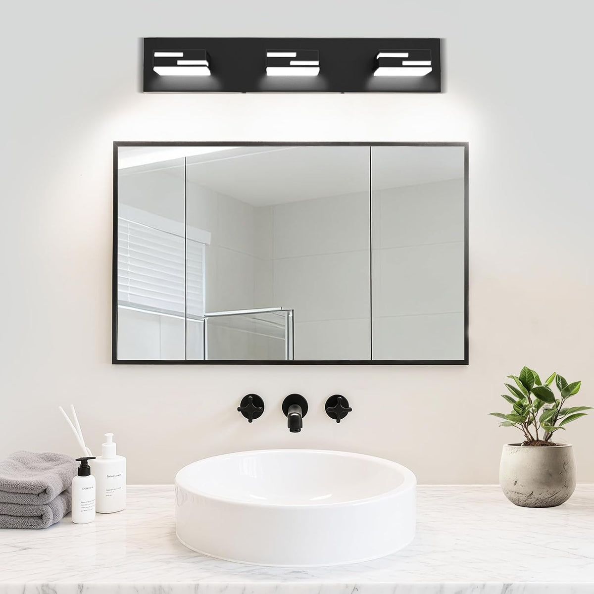 LED Modern Bathroom Vanity Light Fixtures, Dimmable Matte Black Vanity Lights...
