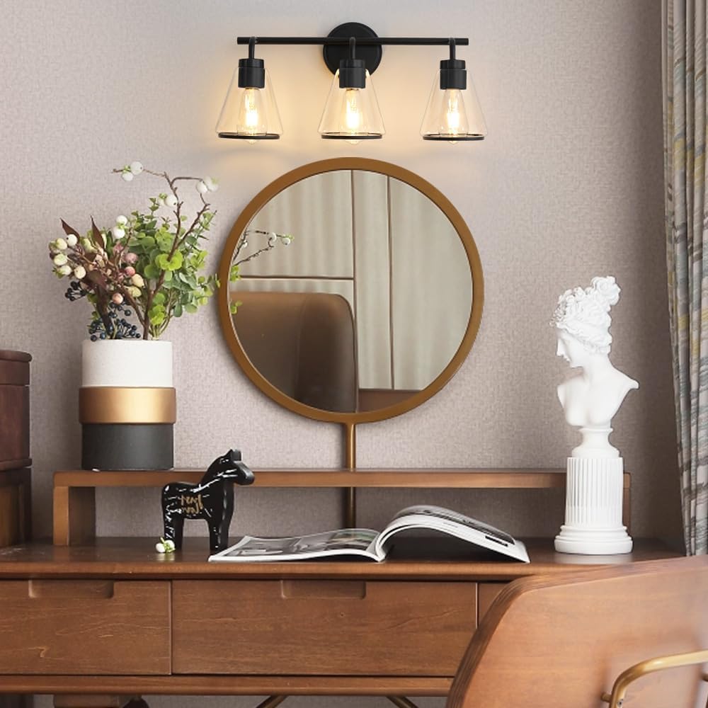 Black Bathroom Vanity Light 3 Lights Bathroom Light Fixtures Over Mirror