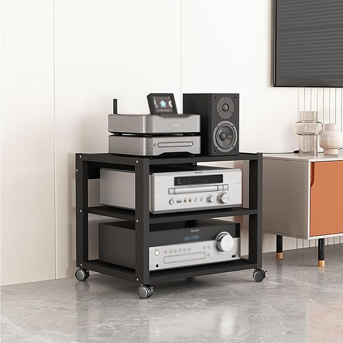 Dernoing 3 Tier Audio Rack Tower, CD Record Player Stereo Receiver AV Equipment