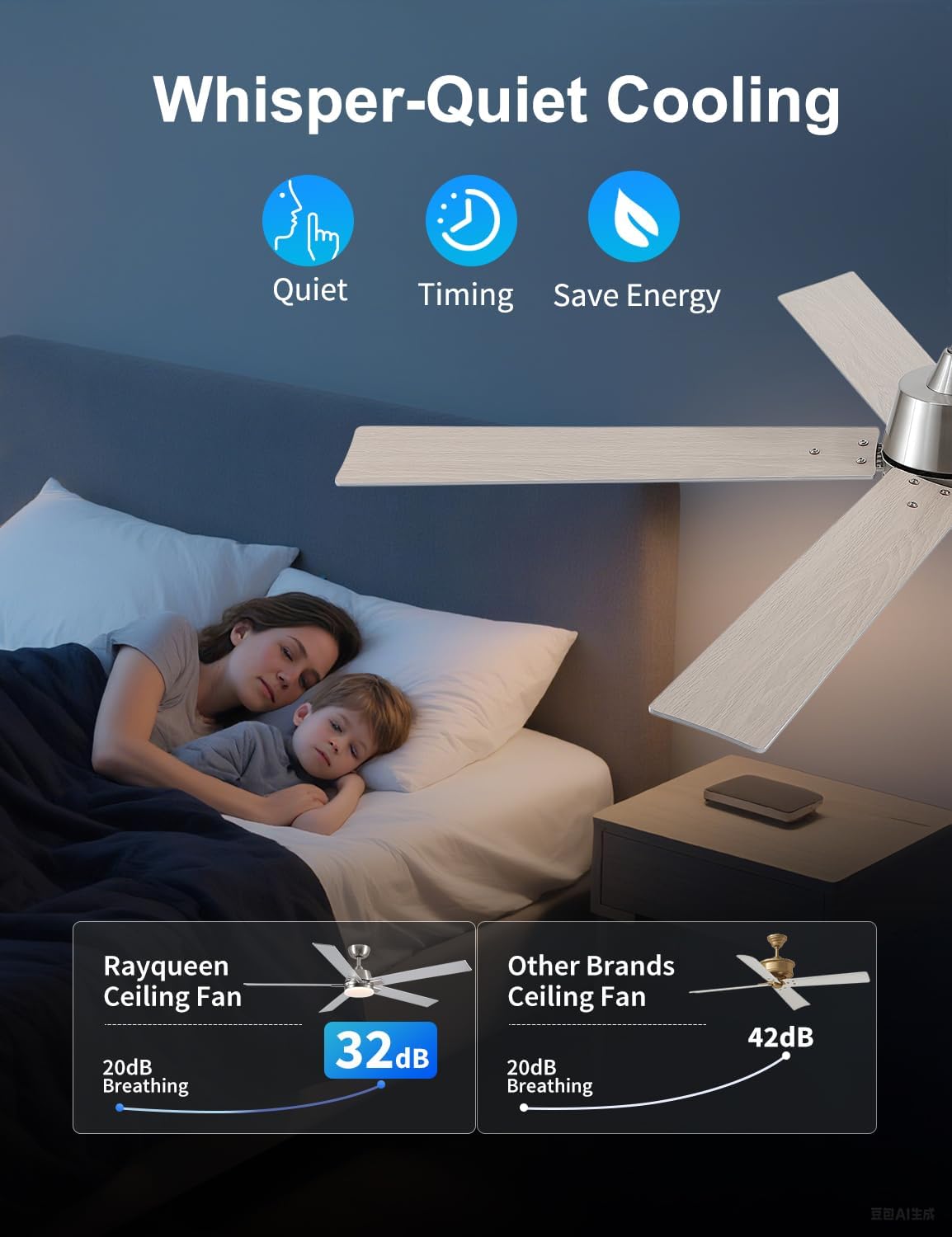 60Inch Brushed Nickel Ceiling Fans with Lights and Remote,Downrod