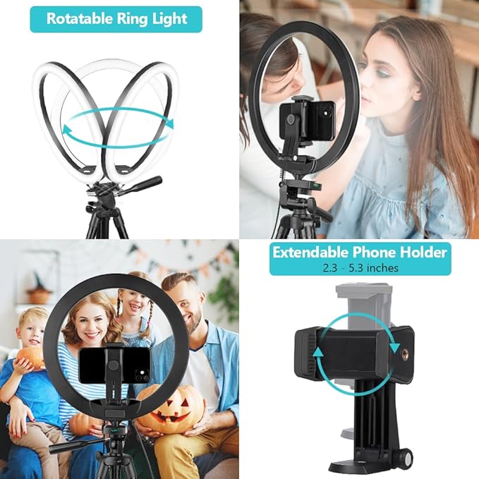 Sensyne 12'' Ring Light with 50'' Extendable Tripod Stand, LE...