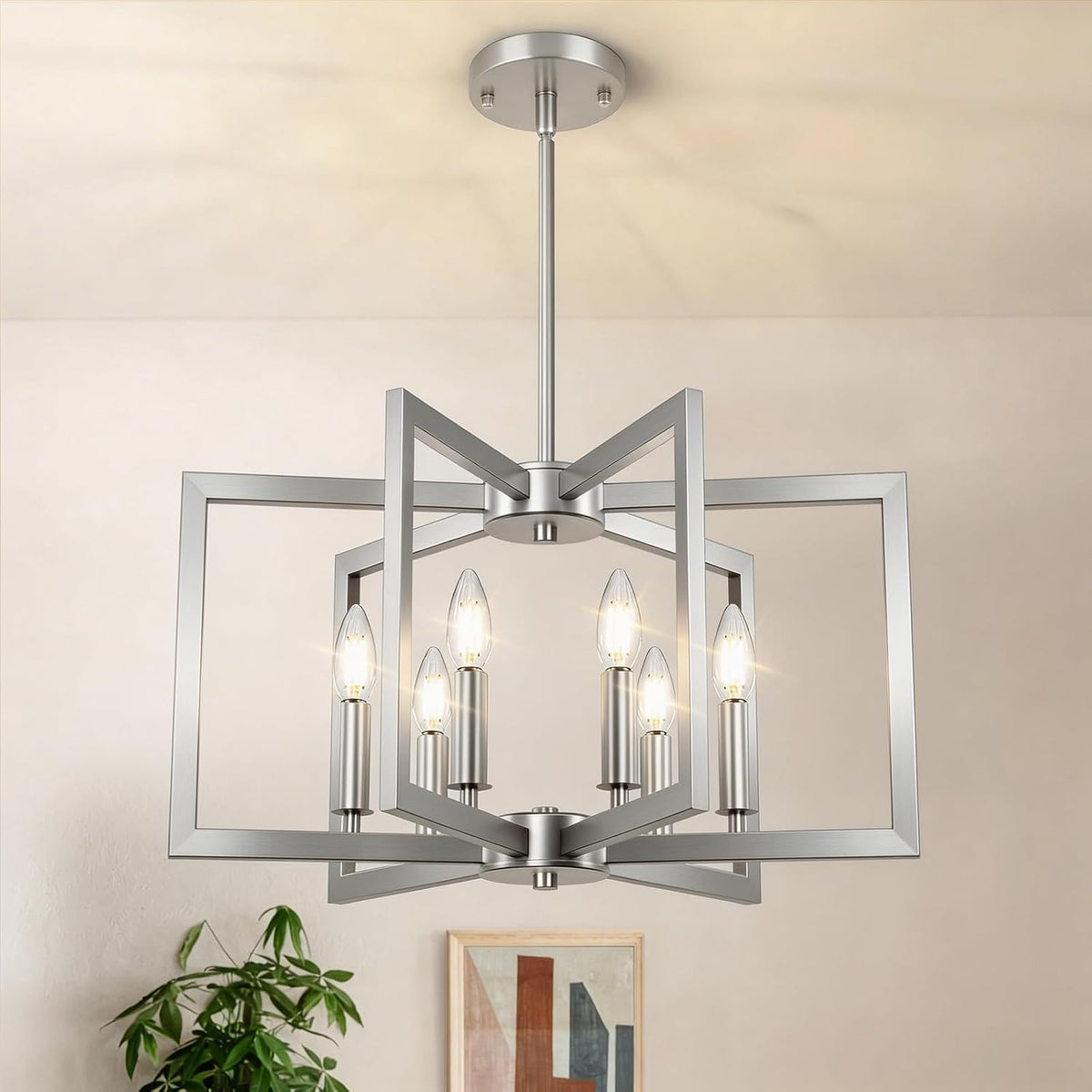 20"-62" Height Adjustable Brushed Nickel Kitchen Chandelier for Din...