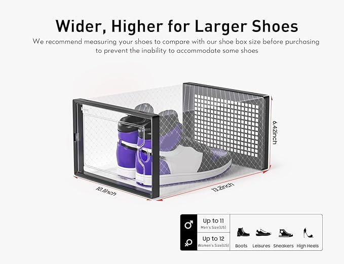 Kuject X-Large Shoe Storage Boxes Organizers Clear Plastic Stackable 12 Pack